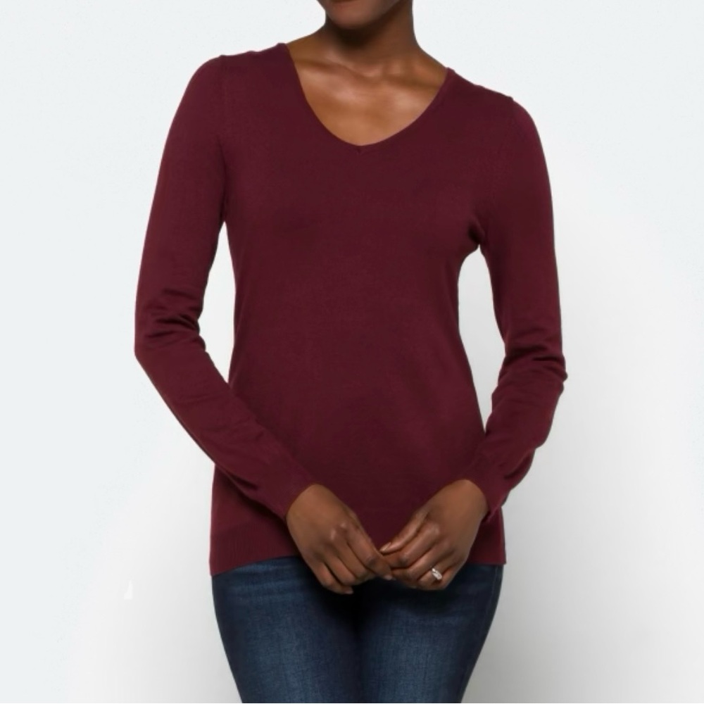 Burgundy V-Neck Sweater